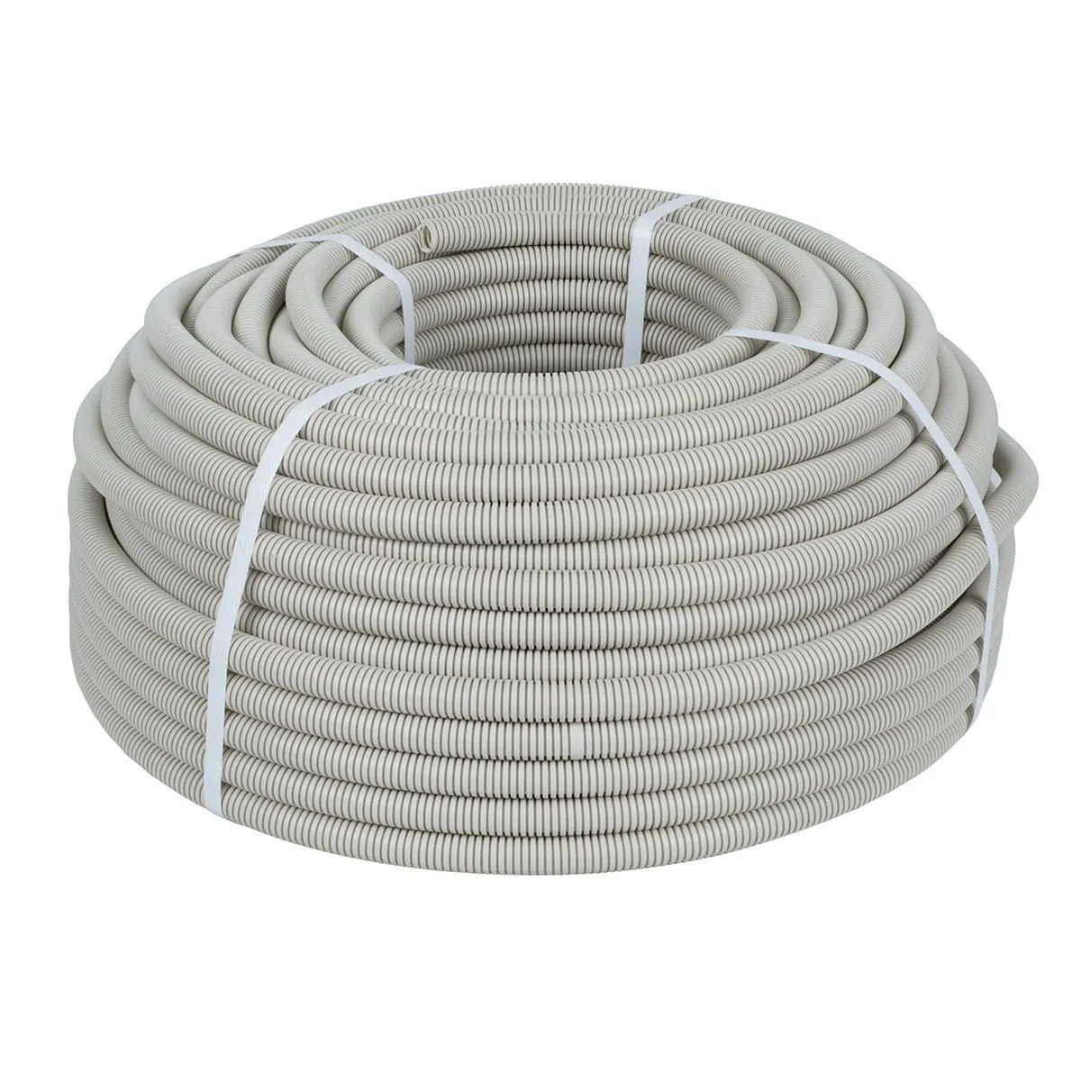 Труба гофр. ПВХ с протяжкой d32 мм (50 м) серая Plast tg-z-32