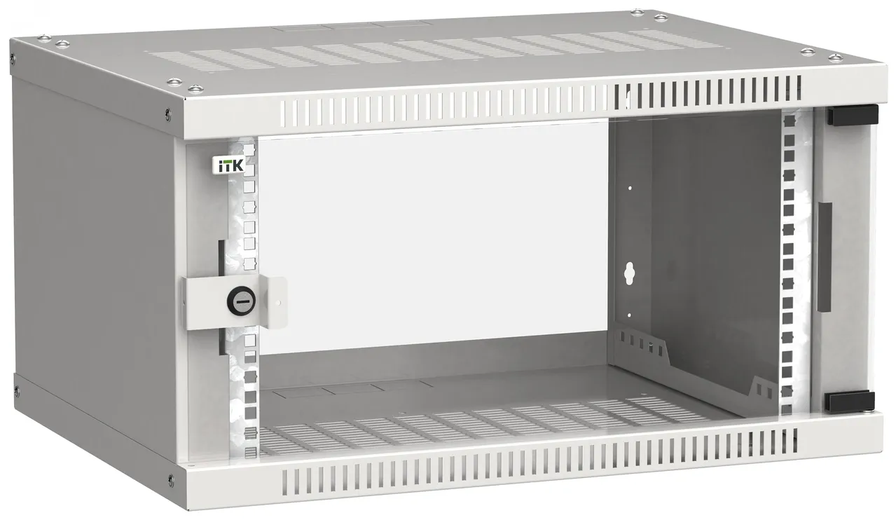 Шкаф LINEA WE 6U 600x450мм дверь стекло серый LWE3-06U64-GF