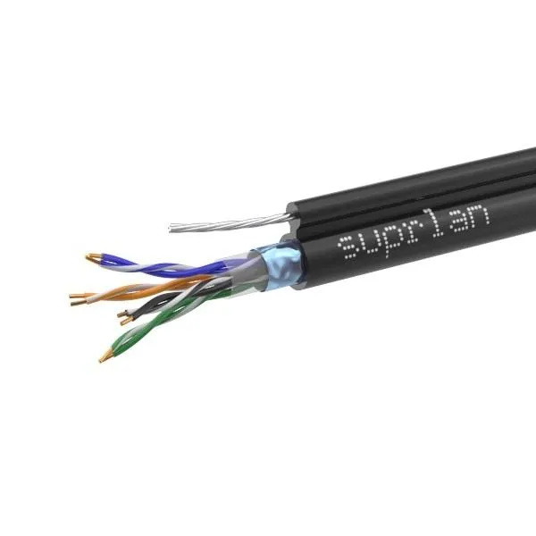 Кабель витая пара F/UTP кат.5E 4х2х24AWG solid Cu PE Outdoor Standard трос черн. (м) 01-1026-1