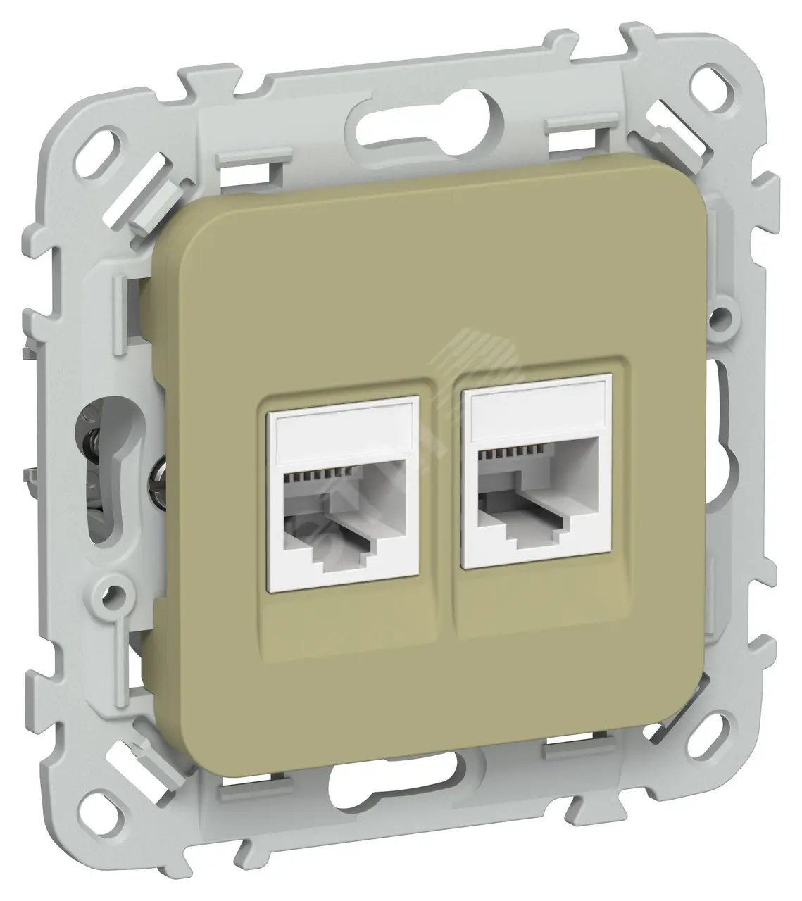 FLITE Розетка 2-местная компьютерная RJ45 категория 5Е UTP РК5е-2-0-ФлО оливковый IEK FI-K22-1-K26