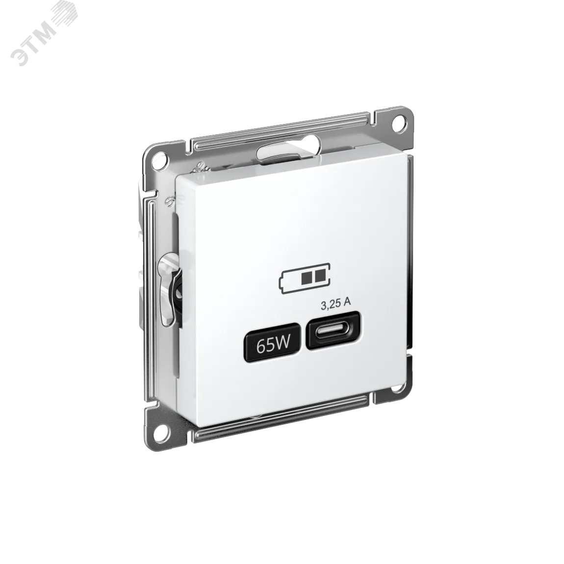 ATLASDESIGN USB РОЗЕТКА тип-C 65W высокоскор.заряд. QC, PD, механизм, БЕЛЫЙ ATN000127