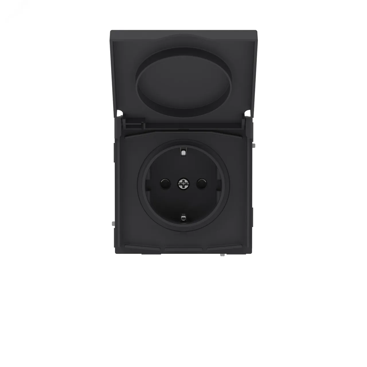 Розетка силовая, 2P+E, с з/ш, с крышкой, IP44, KANT, черный уголь 7012013