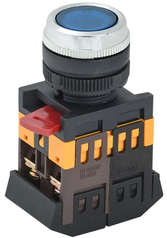 Кнопка ABLFS-22 d22мм 1з+1р 240В неон син. BBT30-ABLFS-K07