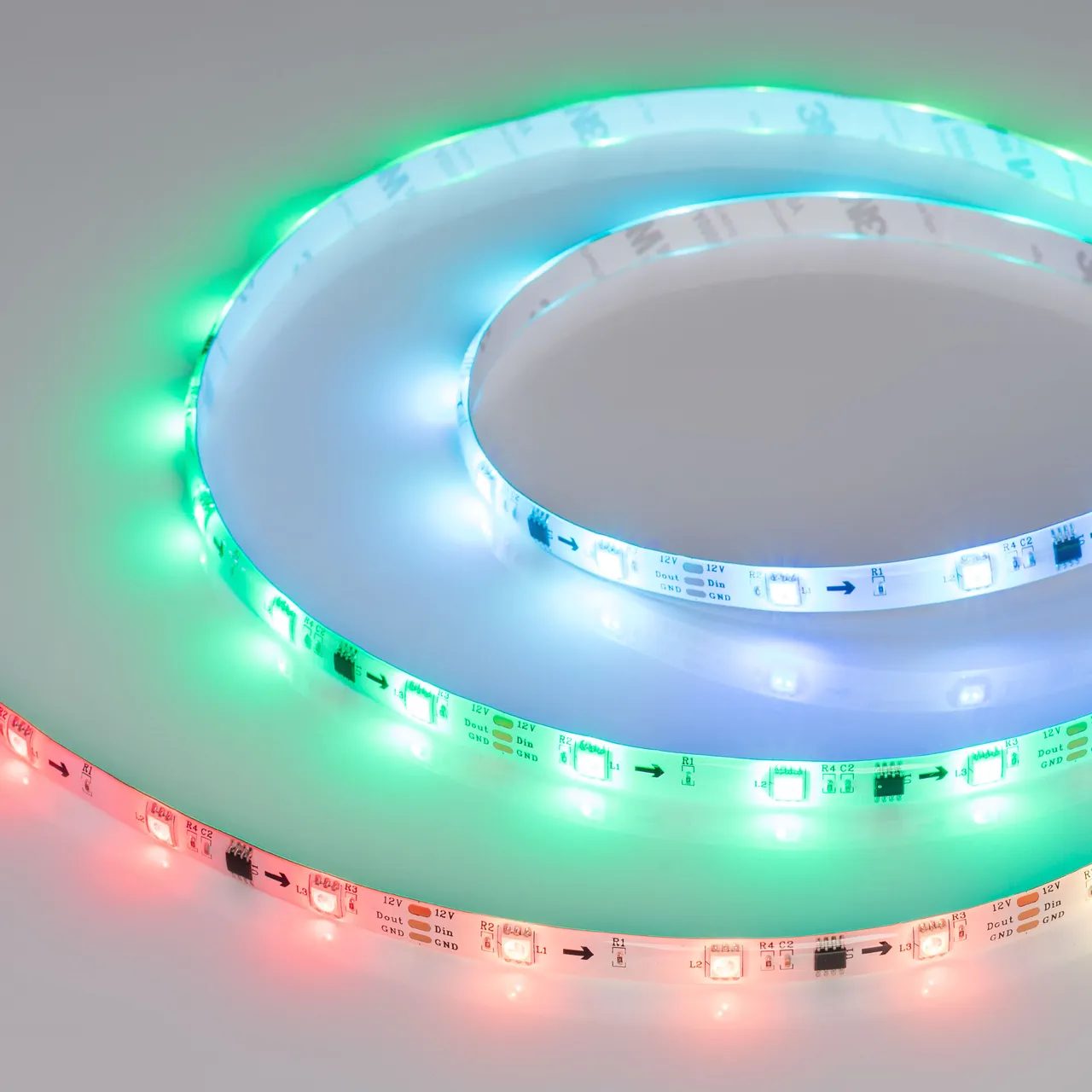 Лента герметичная SPI-SE-B30-10mm 12V RGB-PX3 (7.2W/m, IP65, 5060, 5m) 026369(2)