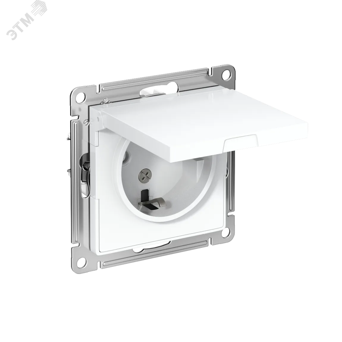 Розетка 1-м СП AtlasDesign 16А IP20 с заземл. защ. шторки с крышкой механизм бел. SE ATN000146