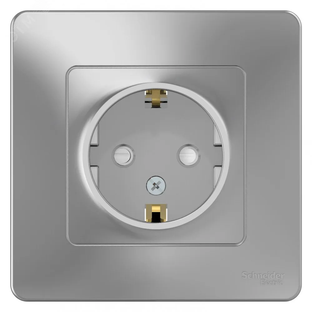 Розетка 1-м СП Blanca 16А IP20 250В с заземл. защ. шторки алюм. SE BLNRS001113