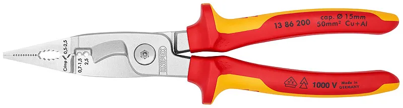Диэлектрические электромонтажные клещи KN-1386200SB