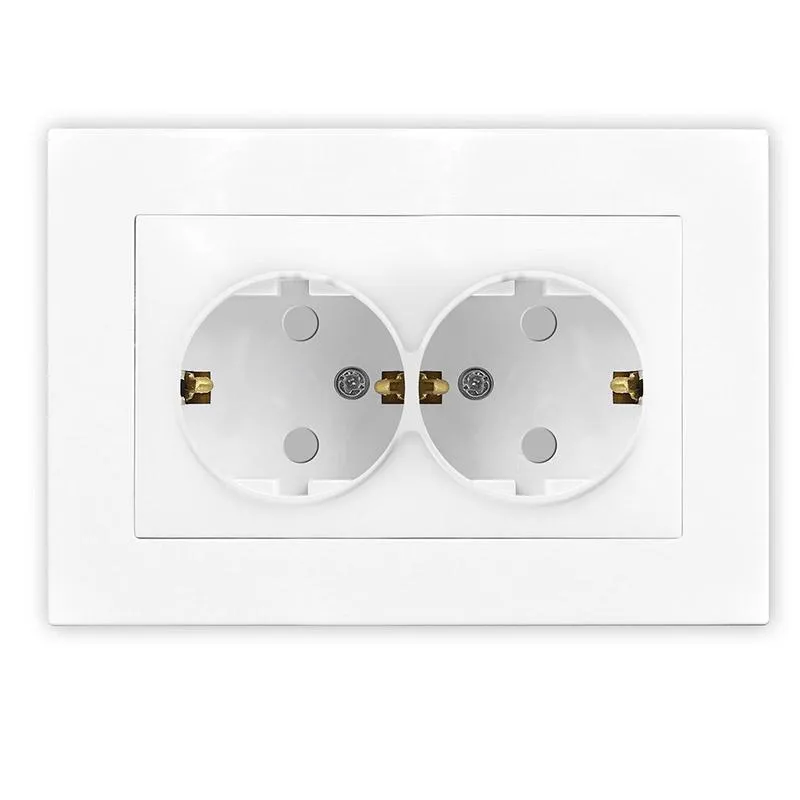 Розетка 2-м СП Афина 16А IP20 с заземл. защ. шторки в сборе бел. A0050