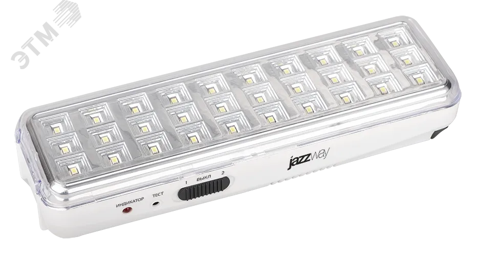 Фонарь-светильник аккумуляторный Accu9-L30-wh аварийный 30SMD яркий 300лм 2ч/эконом 90лм 6ч 220В аккум. Li-ion 3.7В 1.2А.ч бел. 5024533