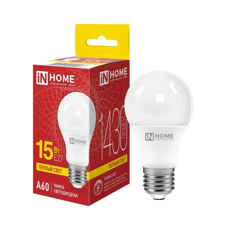 Лампа светодиодная LED-A60-VC 15Вт грушевидная 3000К тепл. бел. E27 1430лм 230В 4690612020266
