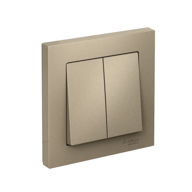 Выключатель 2-кл. СП AtlasDesign 10А IP20 (сх. 5) 10AX в сборе шампань SE ATN000552