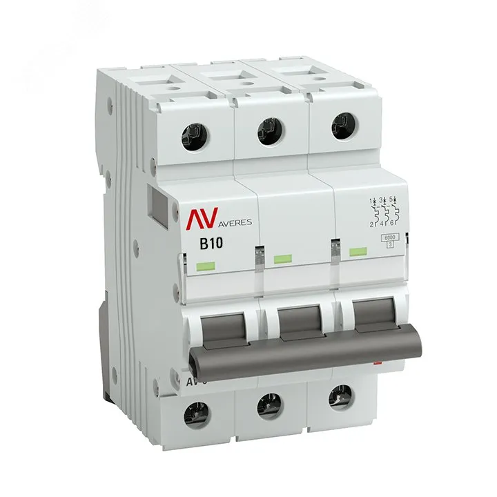 Выключатель автоматический AV-6 3P 10A (B) 6kA EKF AVERES(кр.1шт)