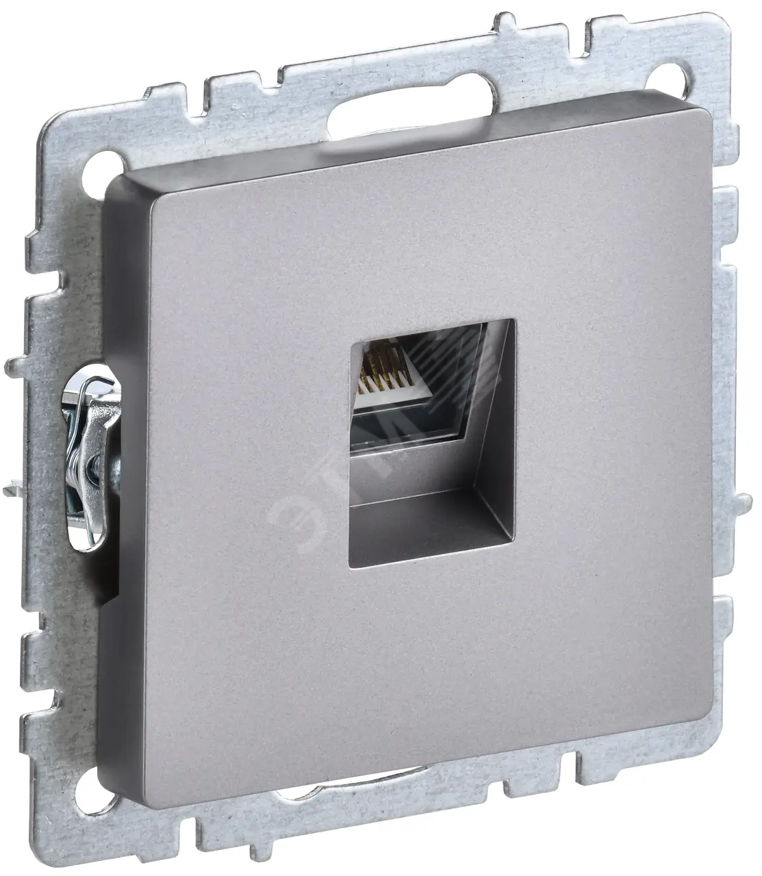Розетка компьютерная СП RJ45 кат.5E BRITE РК10-БрС сталь IEK BR-K10-1-K46