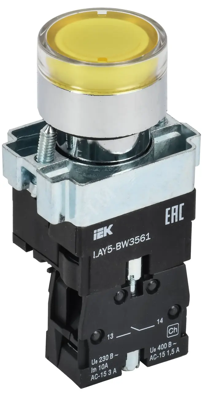 Кнопка управления LAY5-BW3561 с подсветкой желтый 1з BBT50-BW-K05