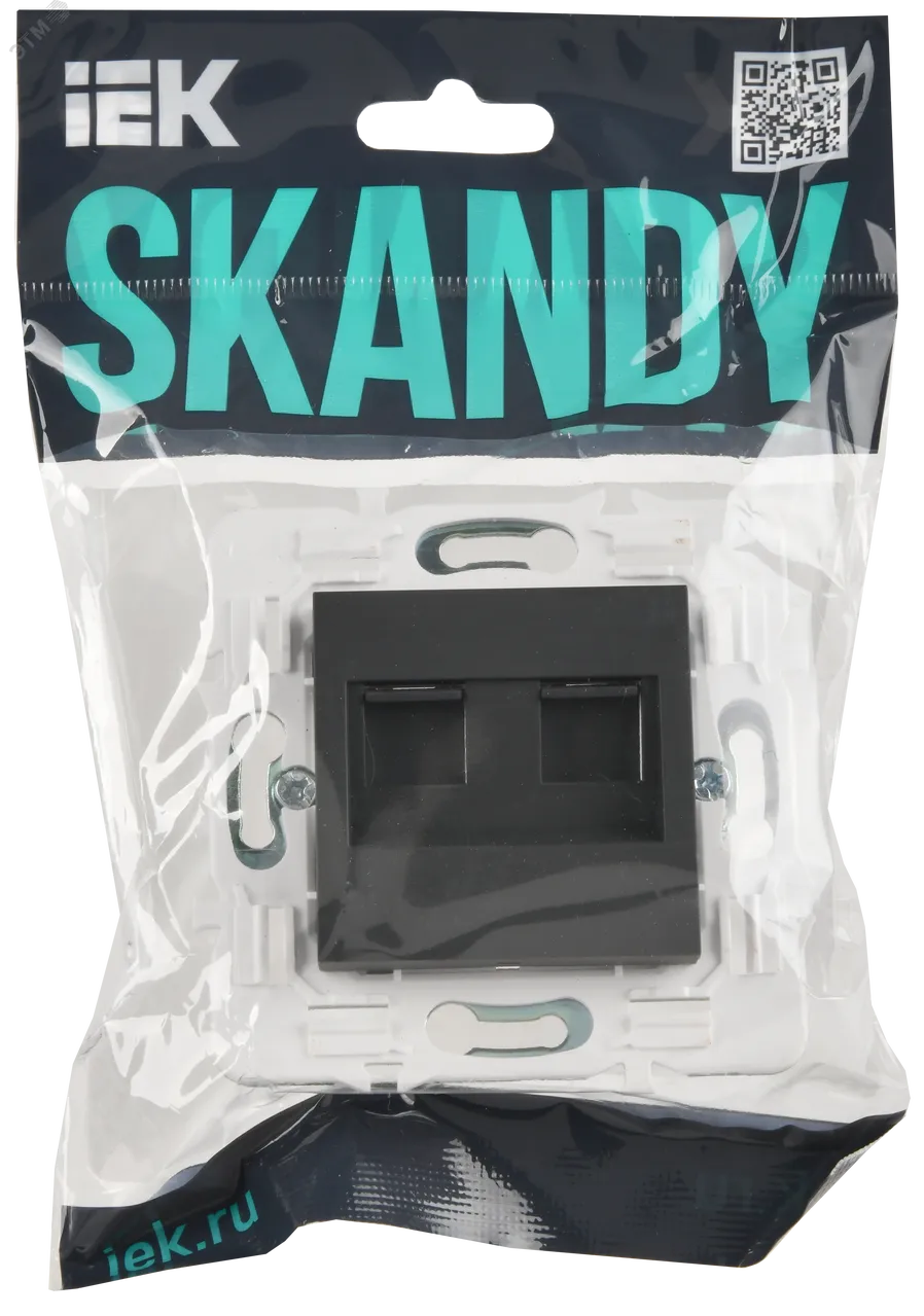 SKANDY Розетка компьютерная двойная RJ45 кат.5E SK-K03G графит IEK SK-K20-1-K53