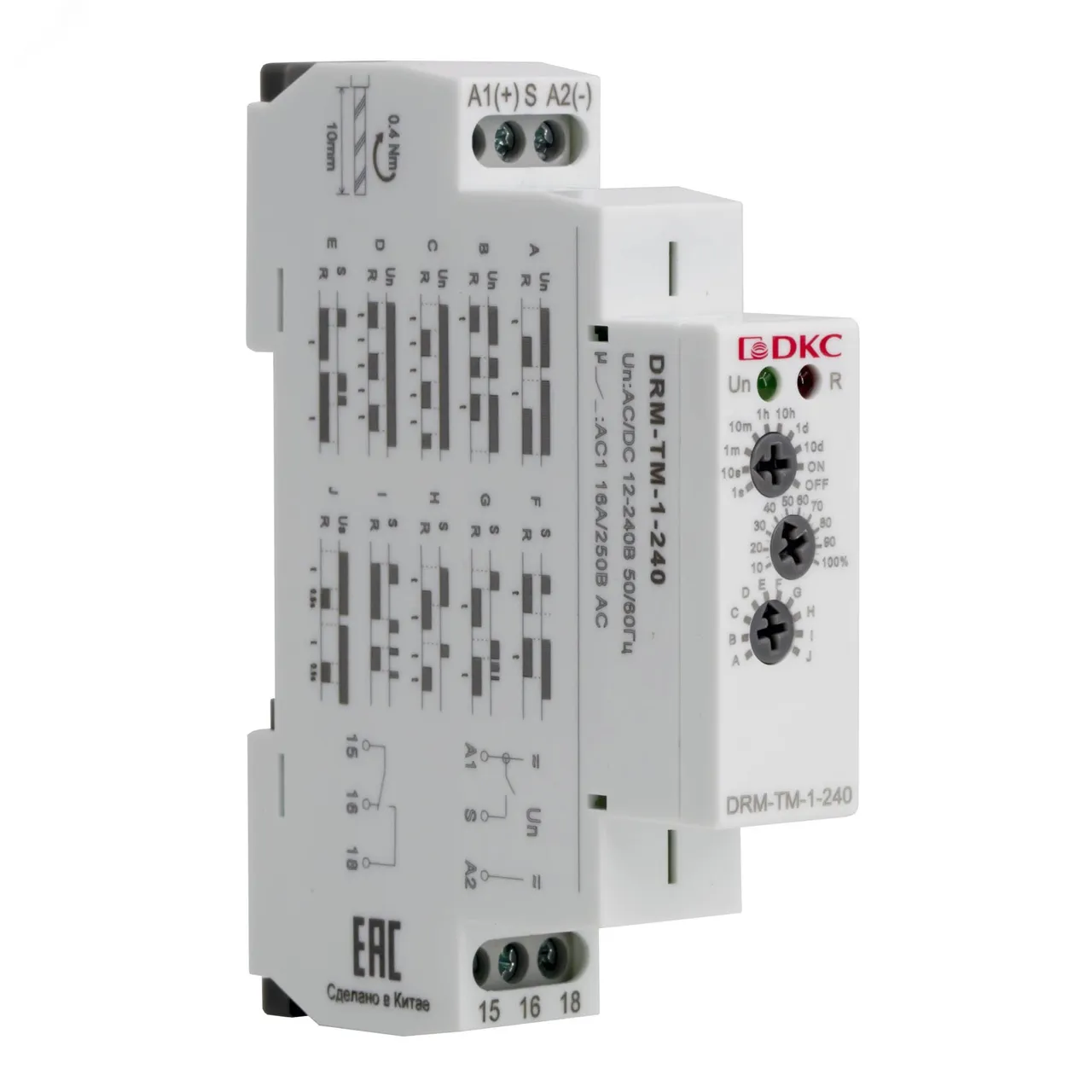 Реле времени многофункциональное, конфигурация контакта 1CO, AC/DC 12-240 В DRM-TM-1-240