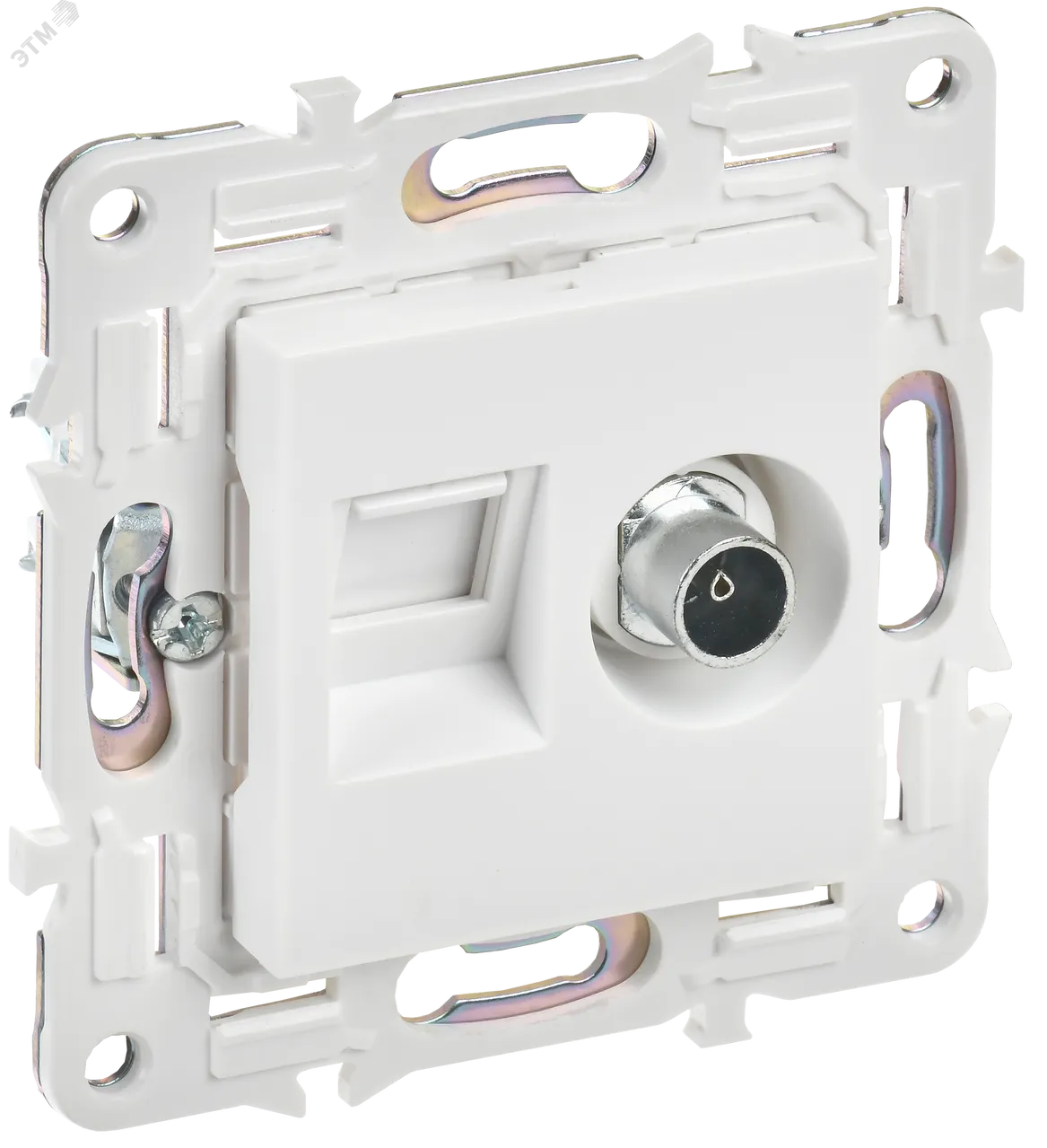 SKANDY Розетка двойная TV+RJ45 кат.6E SK-A15W арктический белый IEK SK-AK20-2-K01