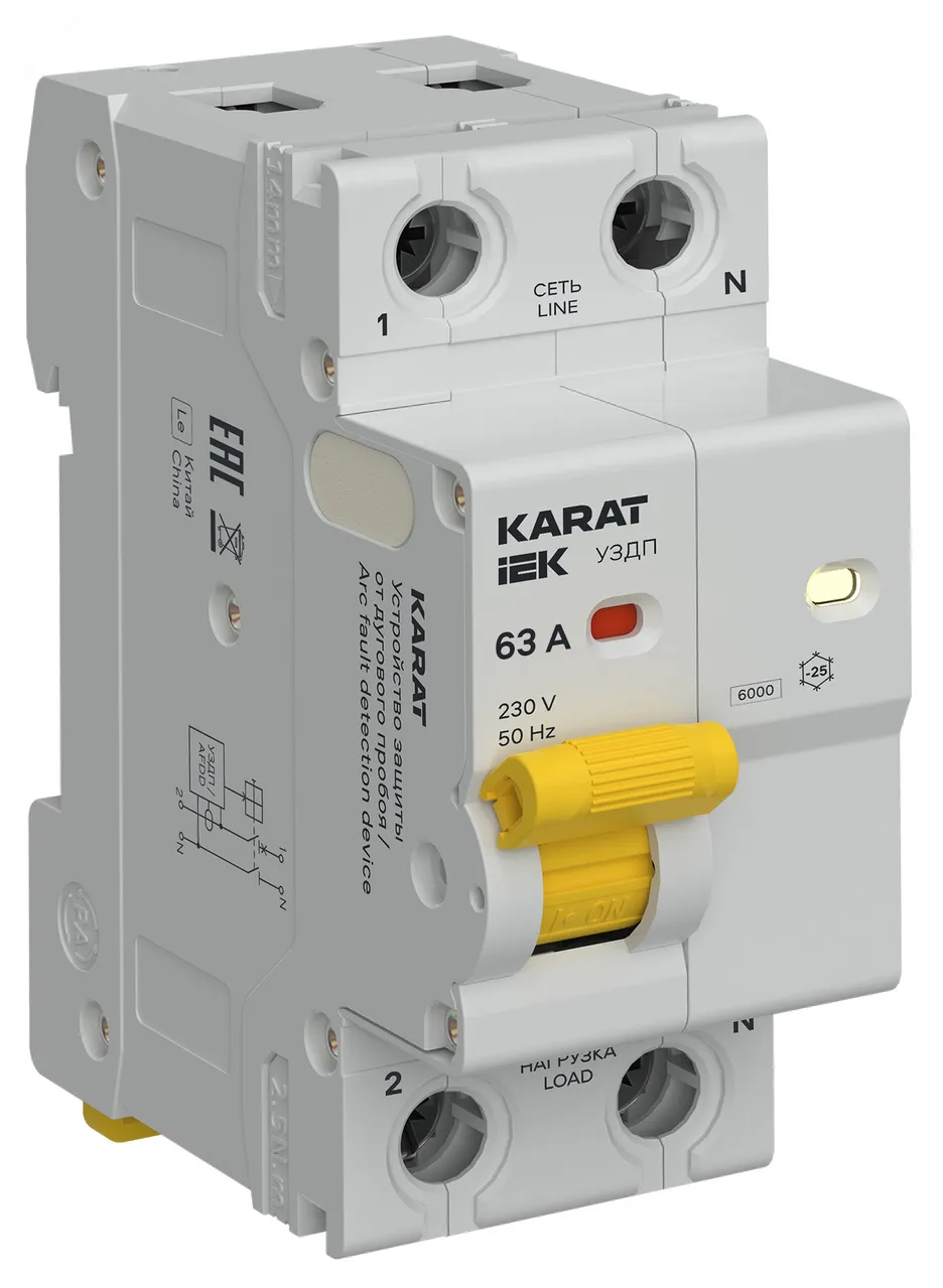 KARAT Устройство защиты от дугового пробоя 1P+N 63A IEK KA-DP10-1-063