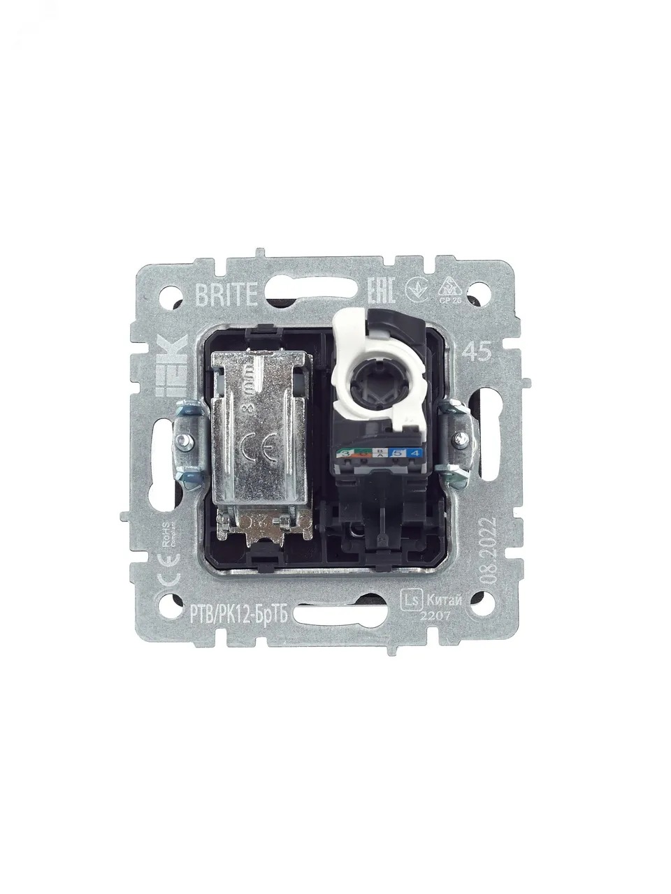 BRITE Розетка двойная TV+RJ45 кат.5E РТВ/РК12-БрТБ темная бронза BR-AK20-1-K45