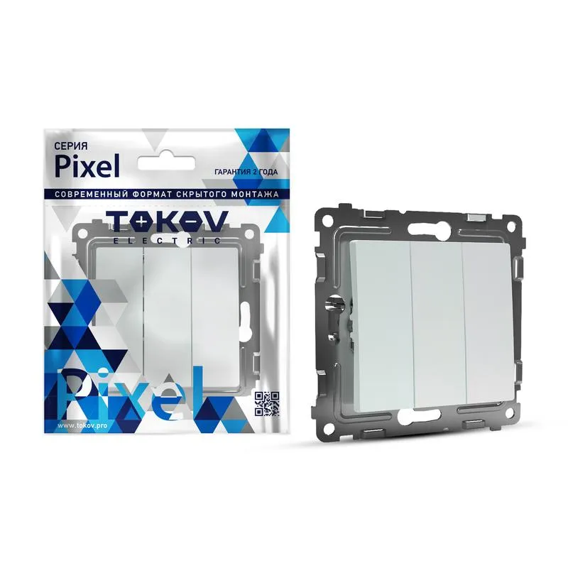 Выключатель 3-кл. СП Pixel 10А IP20 механизм перламутр. TKE-PX-V3-C04