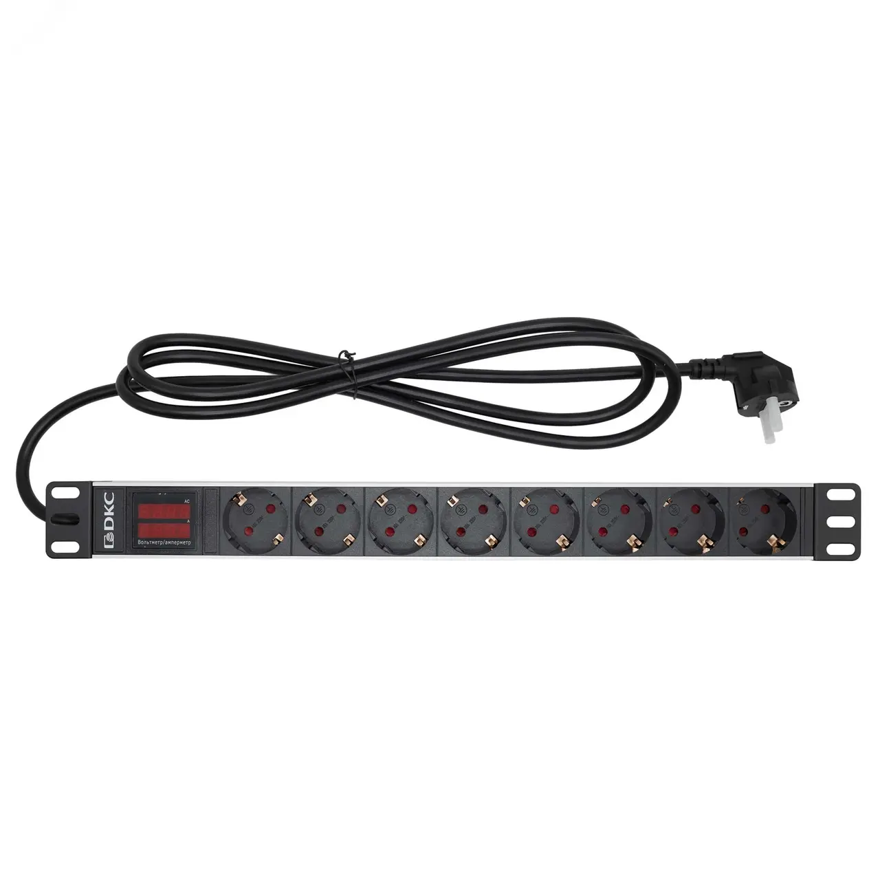 Блок распределения питания (PDU) 19" 16A с индикацией, Вых:8 Schuko, Вх:Schuko R519SH8CD