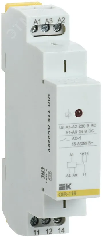 Промежут. реле.OIR 1 конт (16А). 230 В AC OIR-116-AC230V