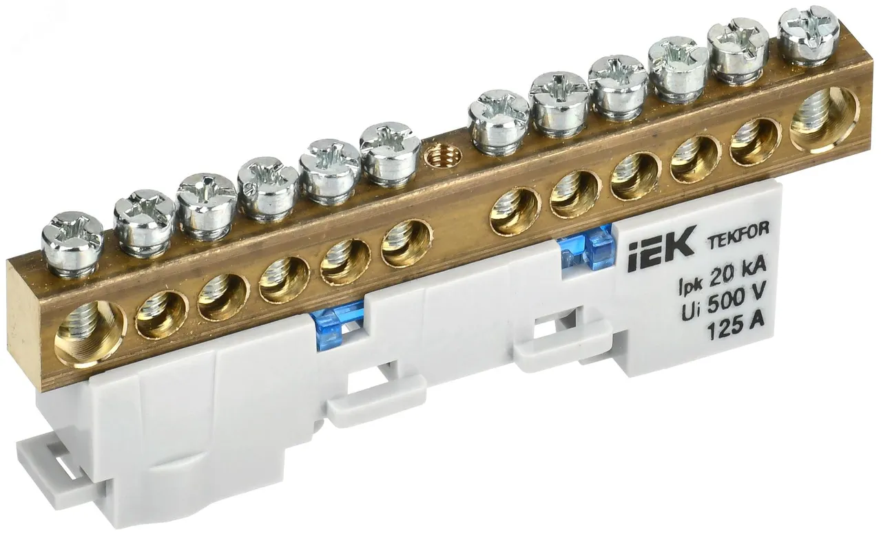 TEKFOR Шина N ноль неизолированная на универсальном держателе 8х12-12-С IEK TF-NN20-12-DL-K07