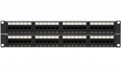Патч-панель 19",2U,CAT6, 48 портов RJ45, неэкранированная RN6PPU242