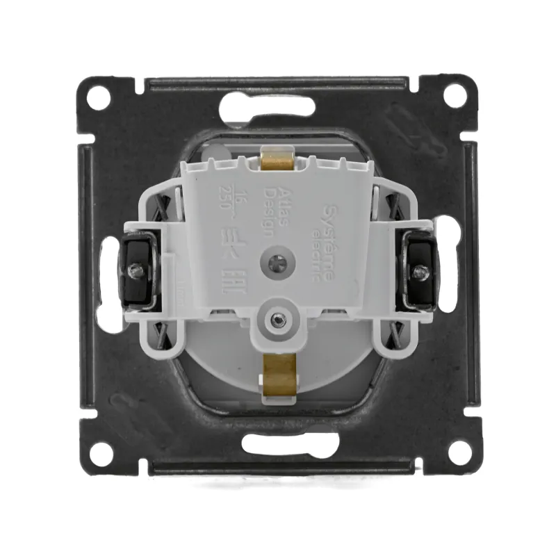 Розетка 1-м СП AtlasDesign Aqua 16А IP44 с заземл. защ. шторки с крышкой механизм бел. SE ATN440146
