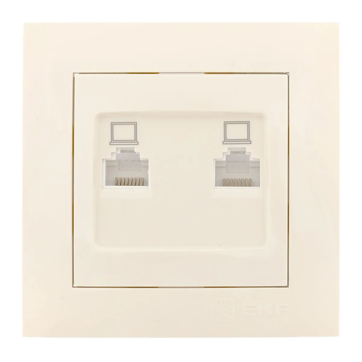 Валенсия розетка компьютерная RJ-45 2-местная кремовая EKF PROxima