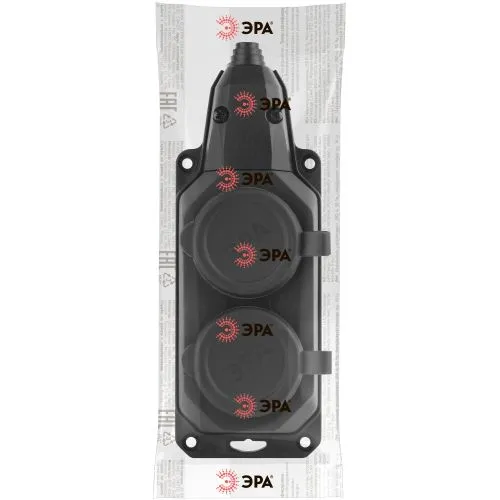 Колодка удлинителя 2-м с заземл. 16А IP44 K-2e-B-IP44 каучук черн. Б0044544
