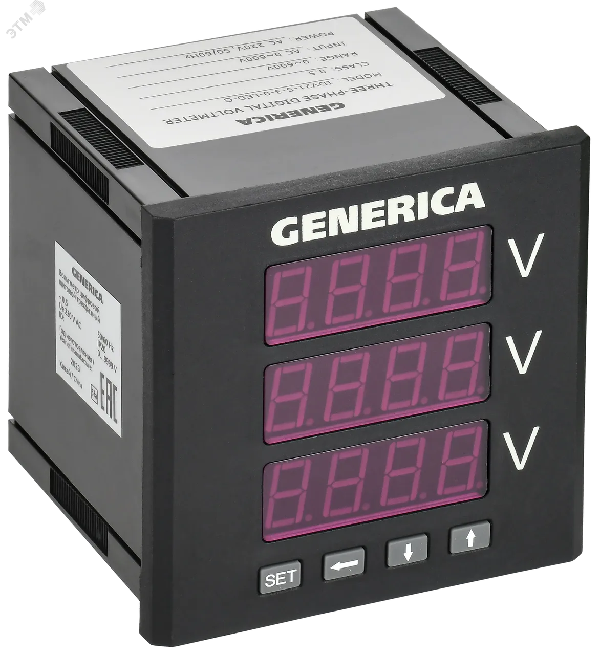 Вольтметр цифровой щитовой трехфазный 96х96мм LED GENERICA IDV21-5-3-0-LED-G
