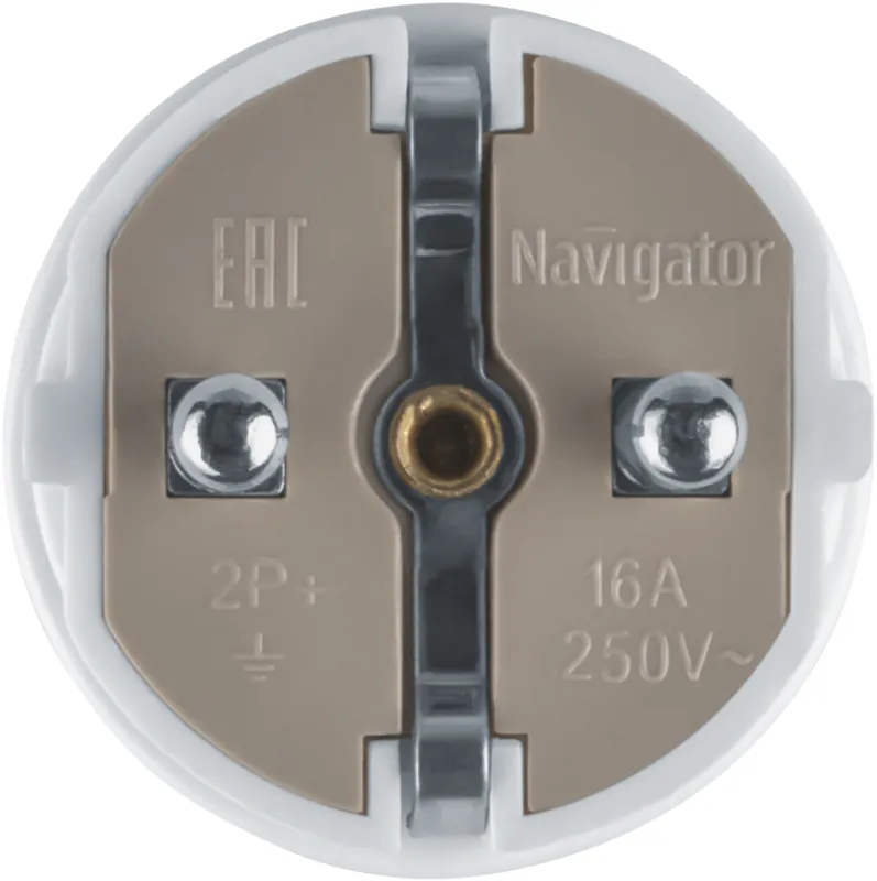 Вилка прямая 61 359 NCA-PL02-16A-E-WH с заземл. бел. Navigator 61359