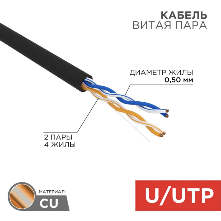 Кабель витая пара  UTP 2PR 24AWG