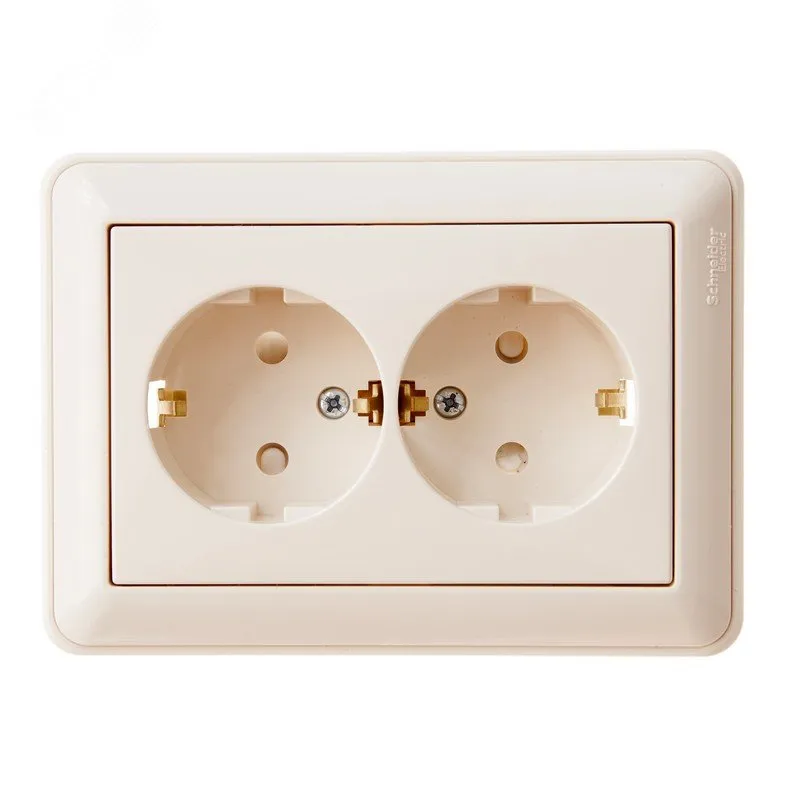 Розетка 2-м СП W59 16А IP20 с заземл. защ. шторки в сборе сл. кость SE RS16-255-28