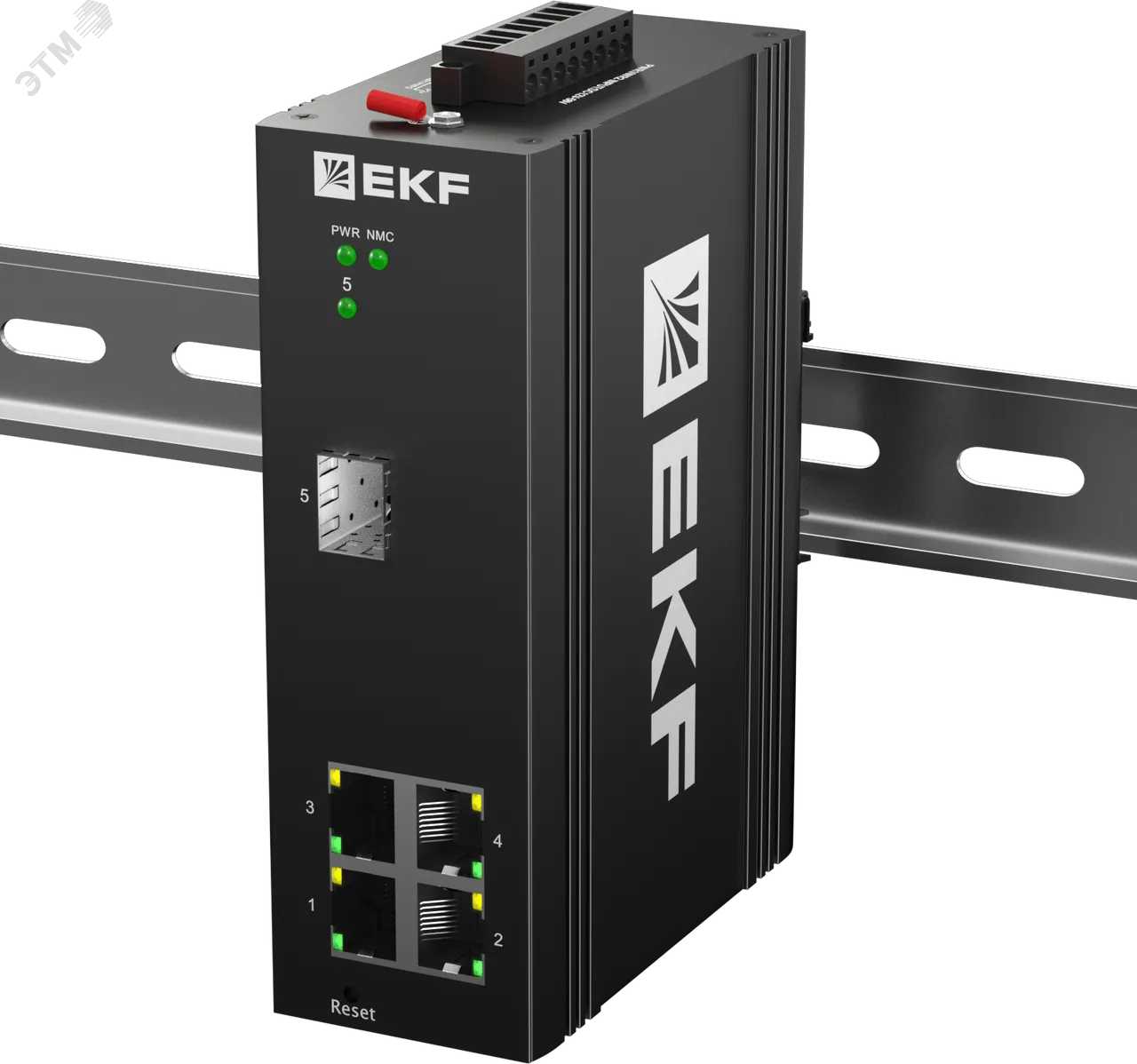 Промышленный управляемый коммутатор уровня L2 ML2-1GX/SFP-4GTP, 1 порт 1000Base-X SFP, 4 порта 10/100/1000Base-T(X) RJ45 c PoE, монтаж на динрейку TSX EKF