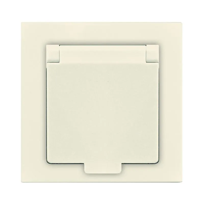 Розетка 1-м СП Афина 16А IP20 с заземл. с крышкой в сборе сл. кость (ivory) A0029-I
