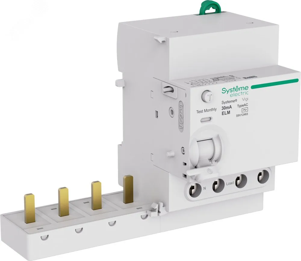 Блок дифференциального тока (ВДТ) 63A 4P 30мА Тип-AC 400В Systeme9 S9V12463