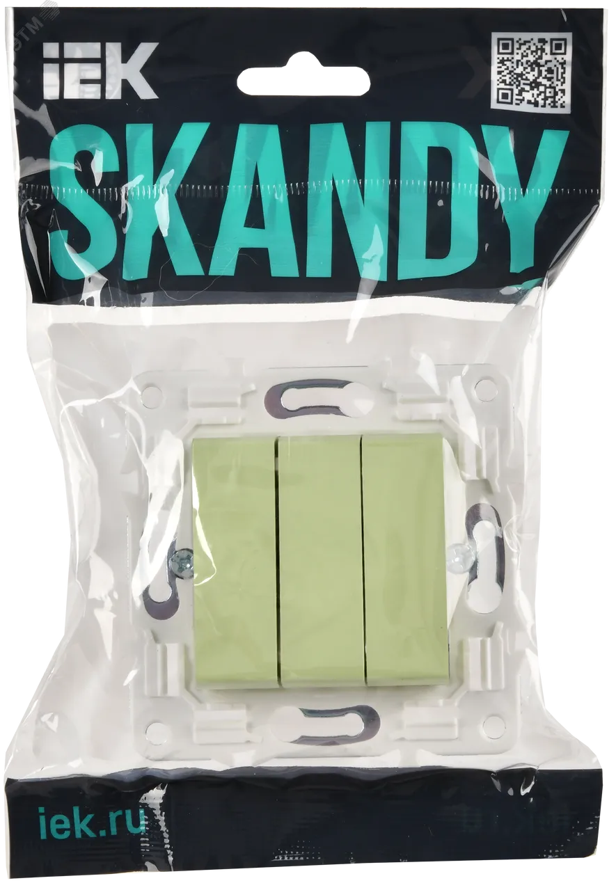 SKANDY Выключатель 3-клавишный 10А SK-V11G мятный IEK SK-V30-0-10-K06