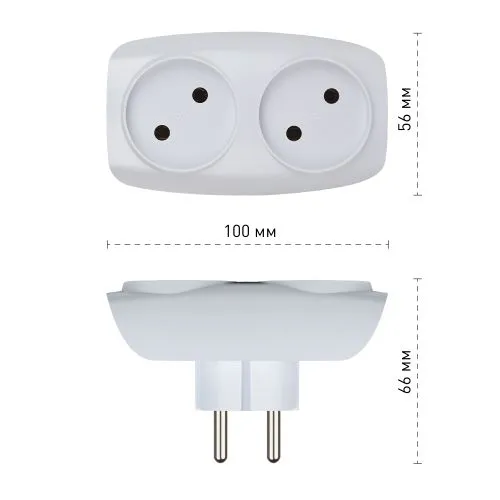 Разветвитель 2-м без заземл. 16А IP20 SP-2-W бел. C0045520