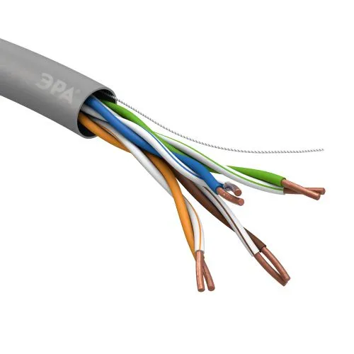 Кабель витая пара U/UTP кат.5E 4х2х24AWG solid CU PVC сер. (м) Б0044429