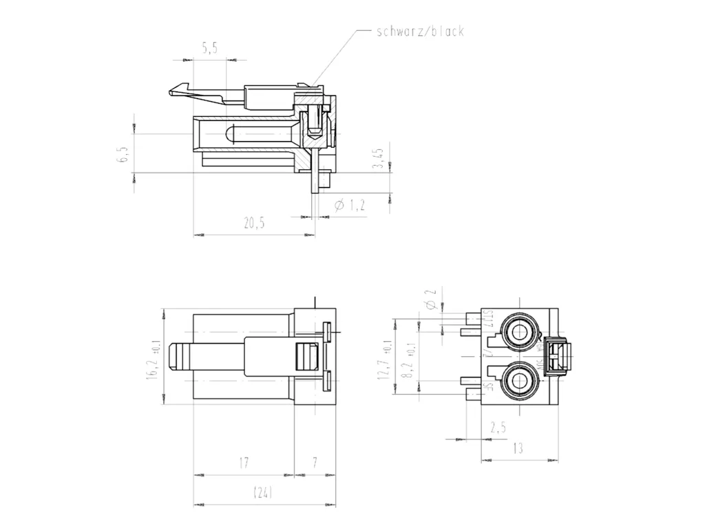 Вилочный разъем под пайку ST17/2 S F V1SW