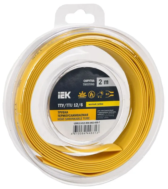Трубка термоусадочная ТТУ нг-LS 12/6 желт. (уп.2м) UDR12-012-006-002-K05-T