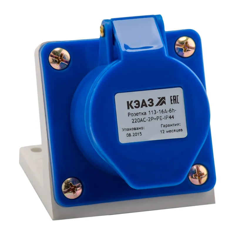 Розетка 123 32А 220В AC 2P+PE 6ч для монтажа на поверхность IP44 222747