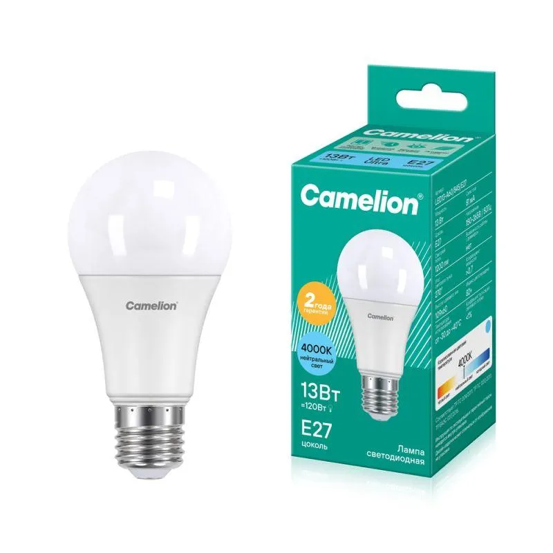 Лампа светодиодная LED13-A60/845/E27 13Вт грушевидная матовая 4500К бел. E27 1085лм 170-265В 12046