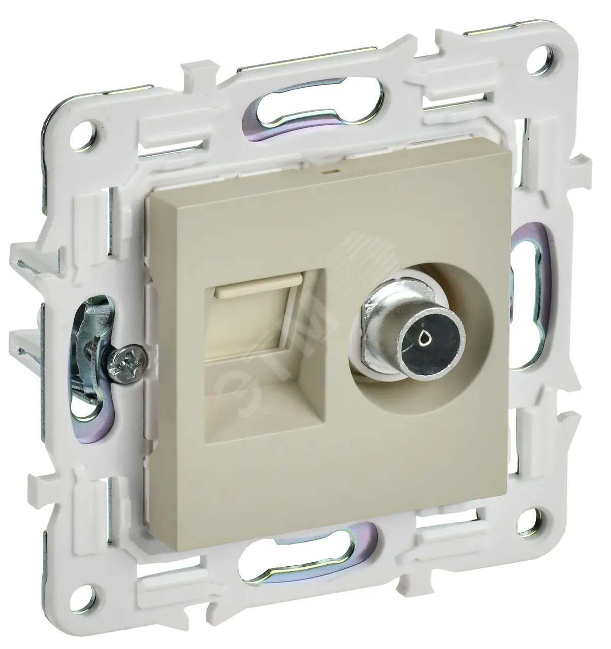 SKANDY Розетка двойная TV+RJ45 кат.5E SK-A14B бежевый IEK SK-AK20-1-K10