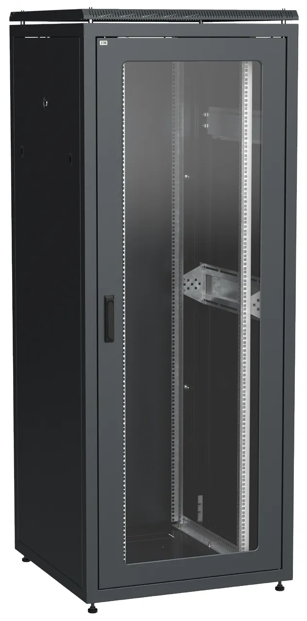 Шкаф сетевой 19" LINEA N 42U 800х800мм стеклянная передняя дверь задняя металлическая черный LN05-42U88-GM