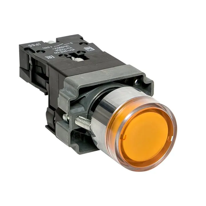 Кнопка BA51 с подсветкой 230В желтая NO IP65 PROxima xb2-bw51-230-65