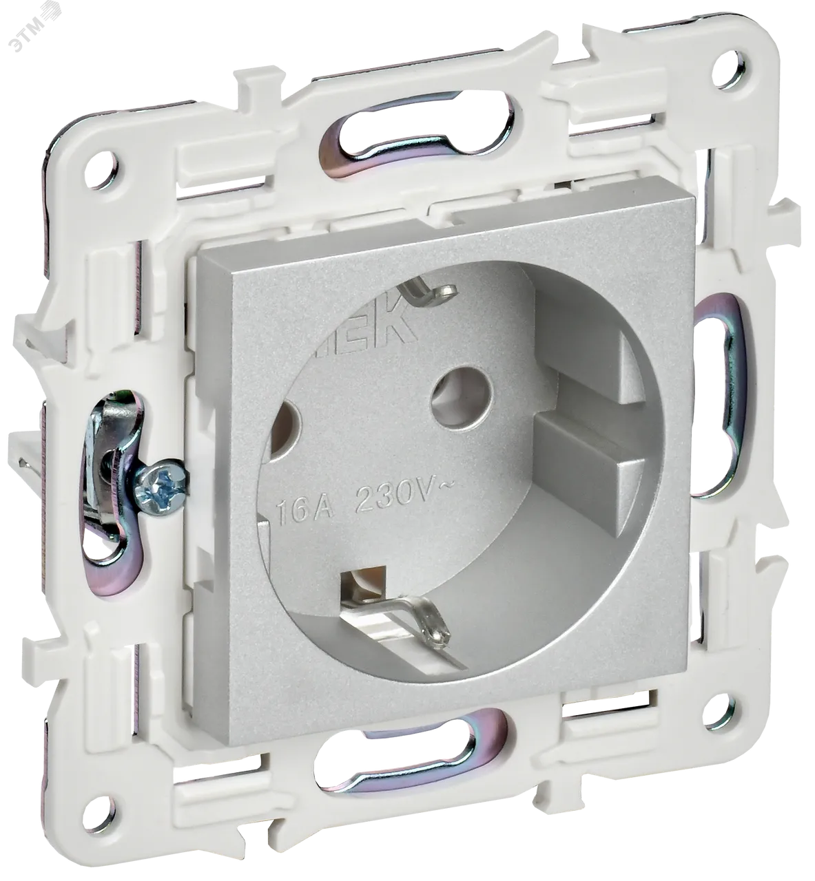 SKANDY Розетка с заземлением без защитных шторок 16А SK-R05S серебряный IEK SK-R11-16-K23