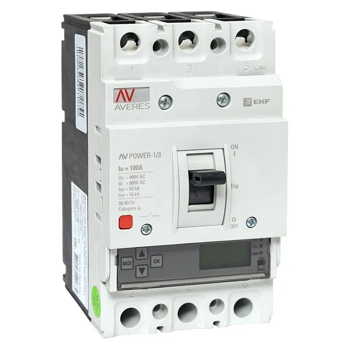 Выключатель автоматический 3п 100А 50кА AV POWER-1/3 ETU6.0 AVERES mccb-13-100-6.0-av
